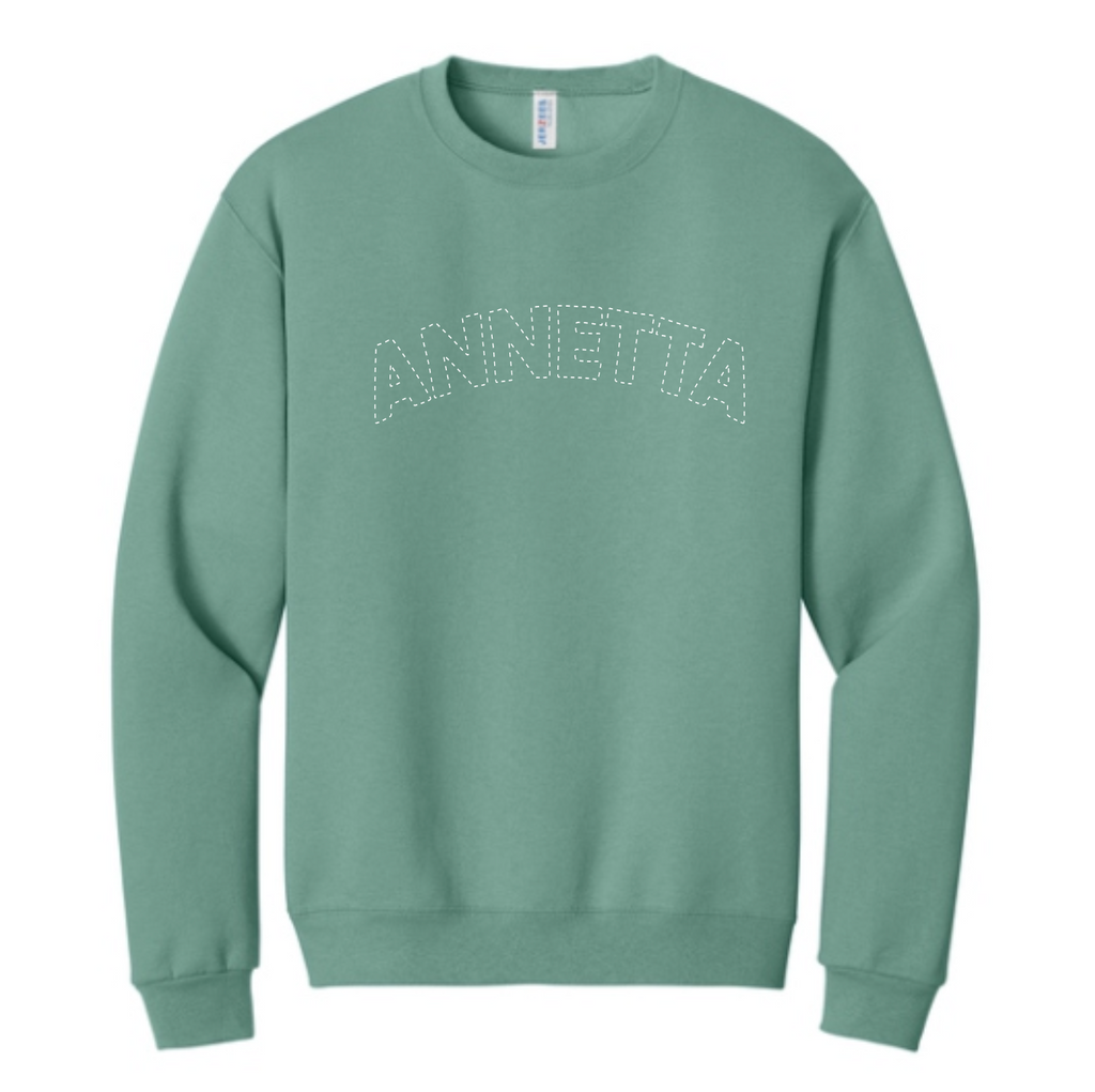 Annetta Dotted Logo Crewneck Sweatshirt (embroidered - choice of Annetta or Aledo)