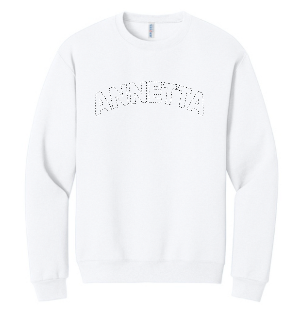Annetta Dotted Logo Crewneck Sweatshirt (embroidered - choice of Annetta or Aledo)