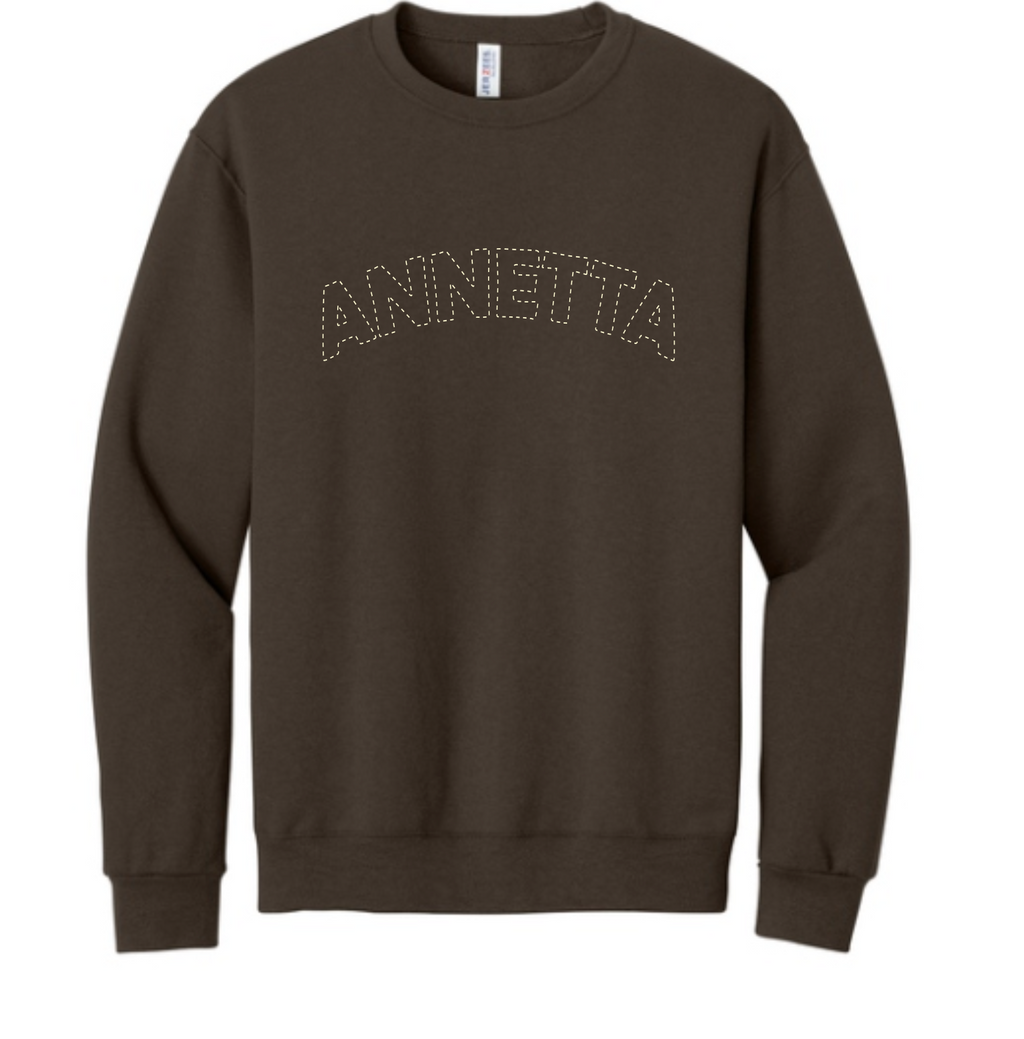 Annetta Dotted Logo Crewneck Sweatshirt (embroidered - choice of Annetta or Aledo)