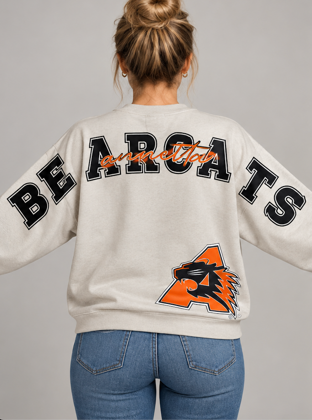Annetta Long Sleeve Bearcat Logo Crewneck Sweatshirt