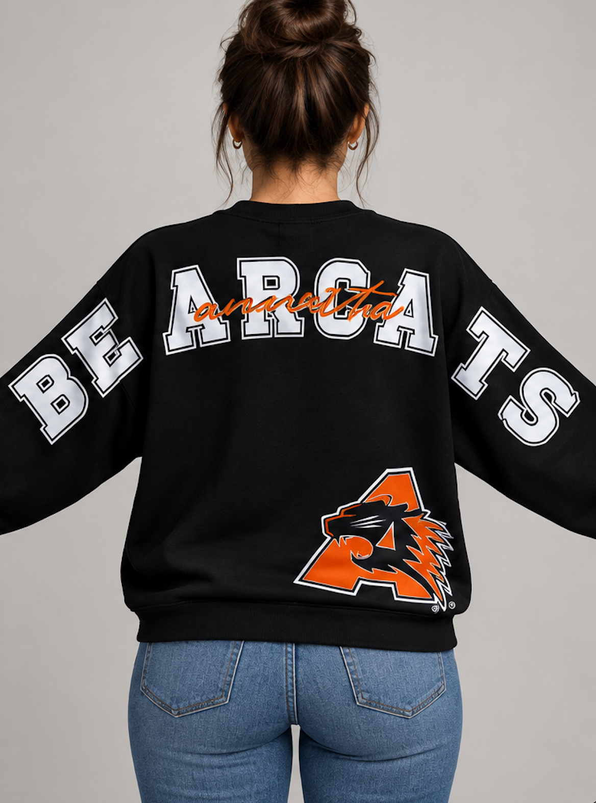 Annetta Long Sleeve Bearcat Logo Crewneck Sweatshirt
