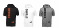 Stuard Distressed Logo Short Sleeve Moisture Management Hooded Tees - optional logo (Stuard/Bearcat)