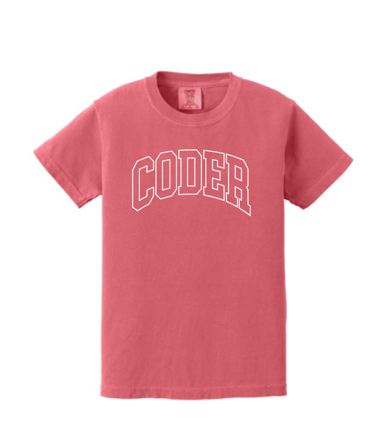 Coder Block Logo Short Sleeve Comfort Color Tee - optional logo (Coder/Bearcat)