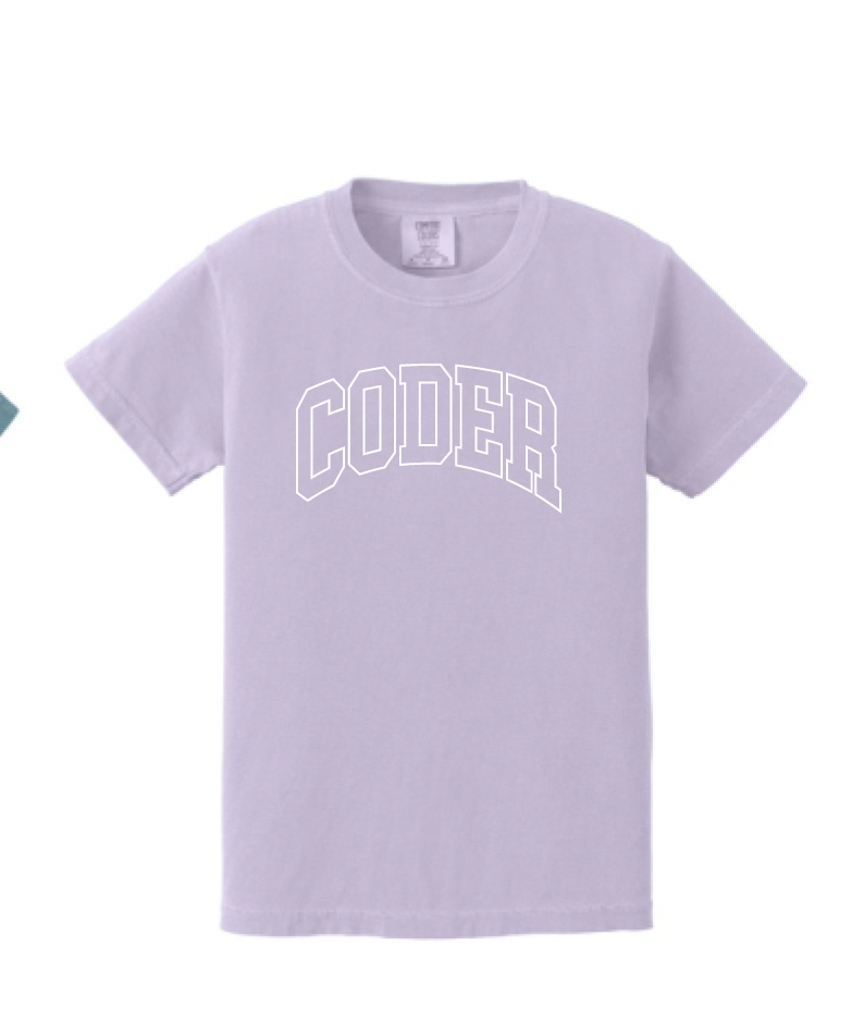 Coder Block Logo Short Sleeve Comfort Color Tee - optional logo (Coder/Bearcat)
