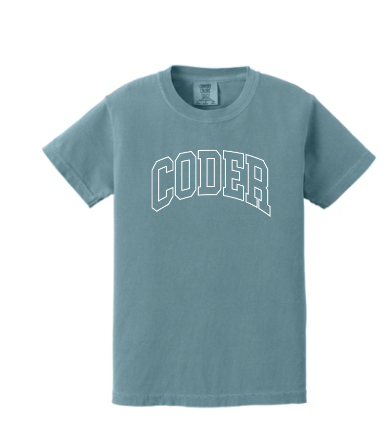 Coder Block Logo Short Sleeve Comfort Color Tee - optional logo (Coder/Bearcat)