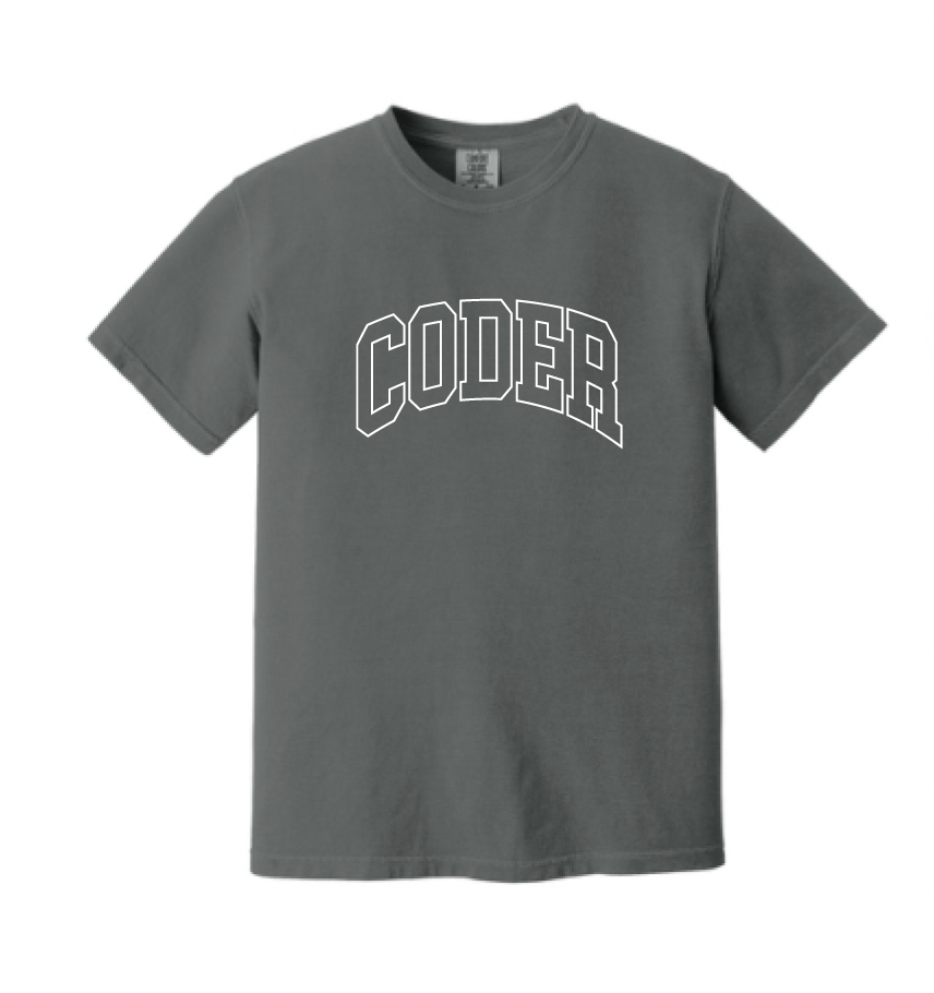 Coder Block Logo Short Sleeve Comfort Color Tee - optional logo (Coder/Bearcat)