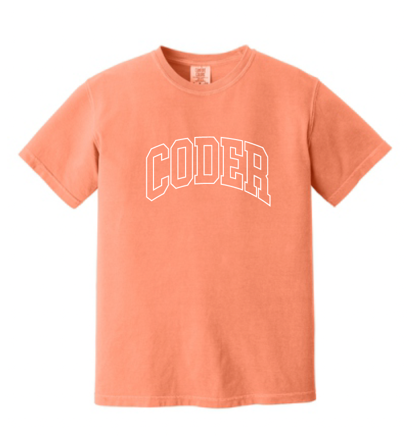 Coder Block Logo Short Sleeve Comfort Color Tee - optional logo (Coder/Bearcat)