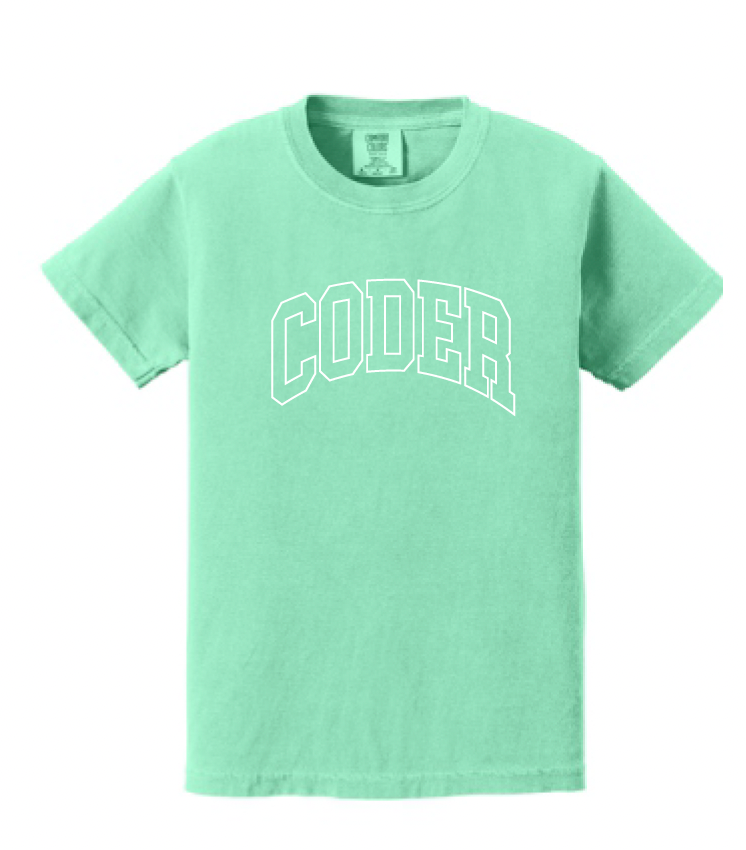Coder Block Logo Short Sleeve Comfort Color Tee - optional logo (Coder/Bearcat)