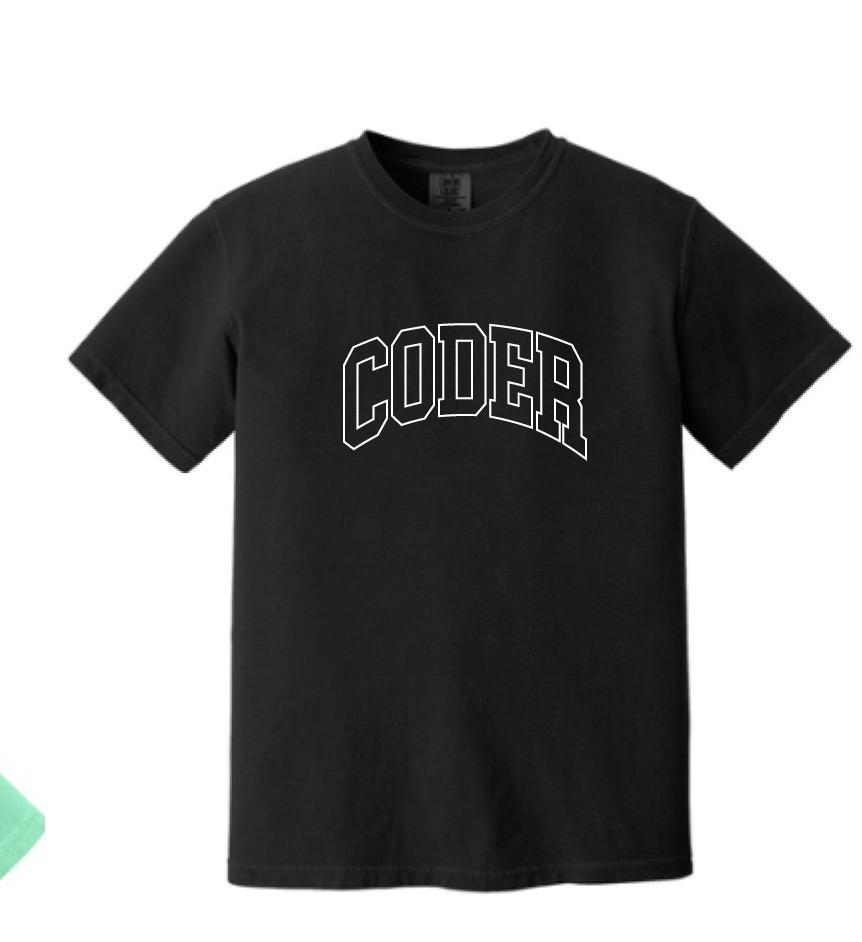 Coder Block Logo Short Sleeve Comfort Color Tee - optional logo (Coder/Bearcat)
