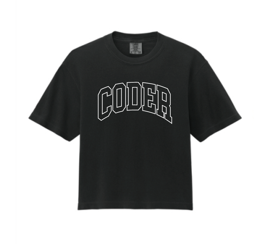 Coder Block Logo Ladies Boxy Tee - optional logo (Coder/Bearcat)