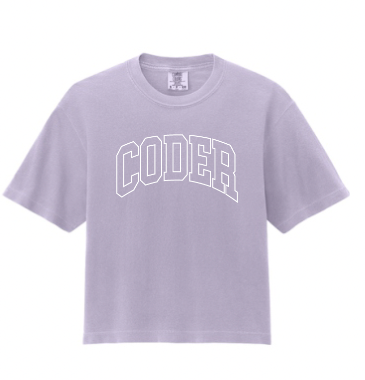 Coder Block Logo Ladies Boxy Tee - optional logo (Coder/Bearcat)