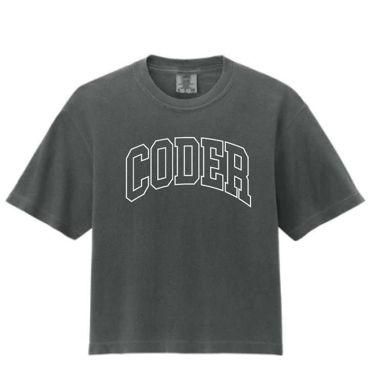Coder Block Logo Ladies Boxy Tee - optional logo (Coder/Bearcat)