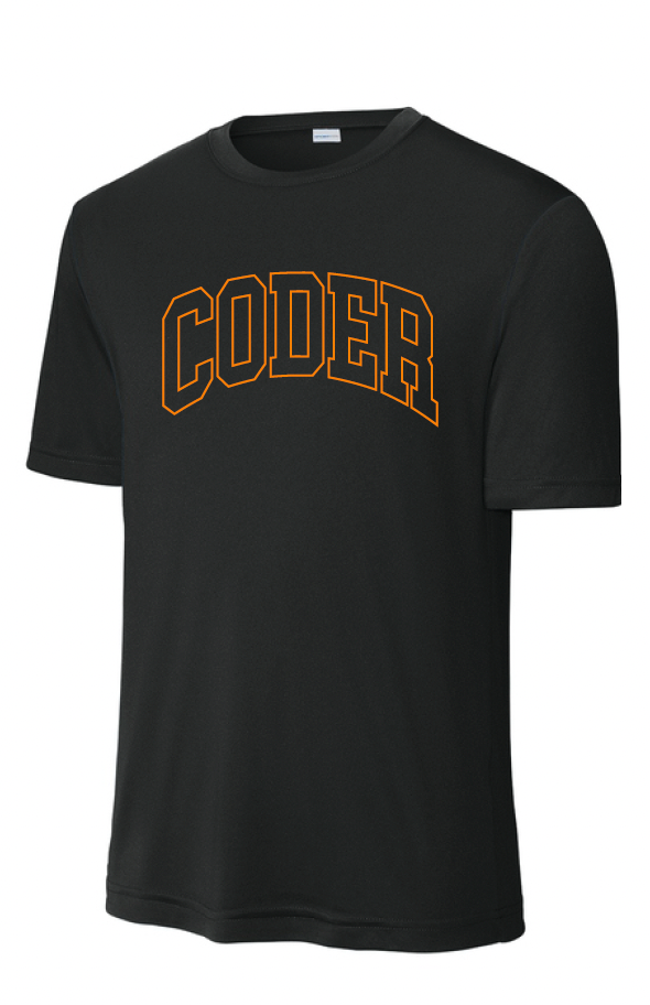 Coder Block Logo Moisture Management Short Sleeve Tee - optional logo (Coder/Bearcat)