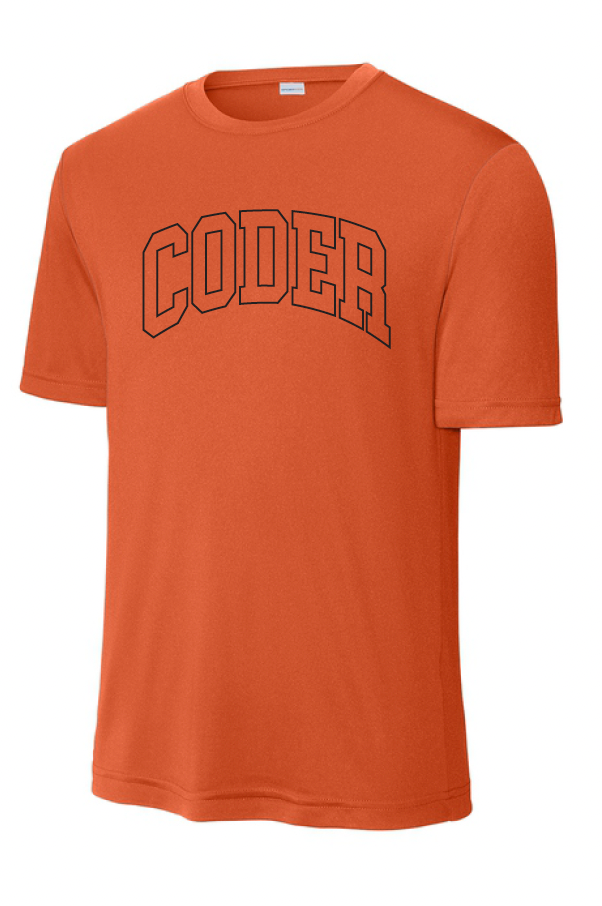 Coder Block Logo Moisture Management Short Sleeve Tee - optional logo (Coder/Bearcat)