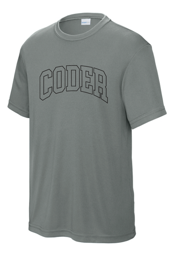 Coder Block Logo Moisture Management Short Sleeve Tee - optional logo (Coder/Bearcat)