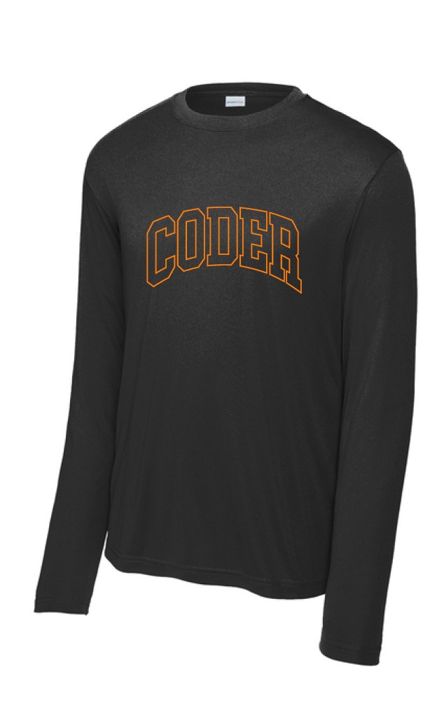 Coder Block Logo Moisture Management Long Sleeve Tee - optional logo (Coder/Bearcat)