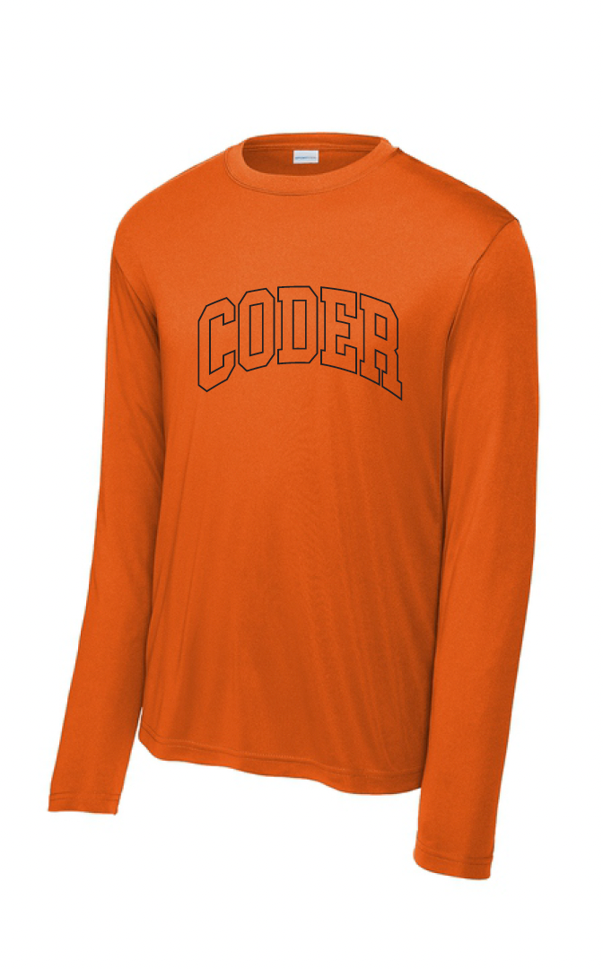 Coder Block Logo Moisture Management Long Sleeve Tee - optional logo (Coder/Bearcat)