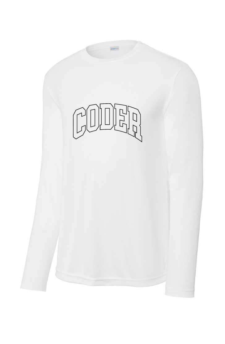 Coder Block Logo Moisture Management Long Sleeve Tee - optional logo (Coder/Bearcat)
