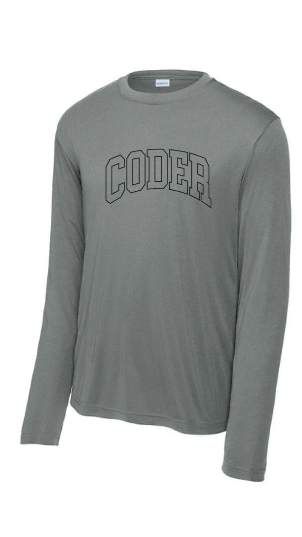 Coder Block Logo Moisture Management Long Sleeve Tee - optional logo (Coder/Bearcat)