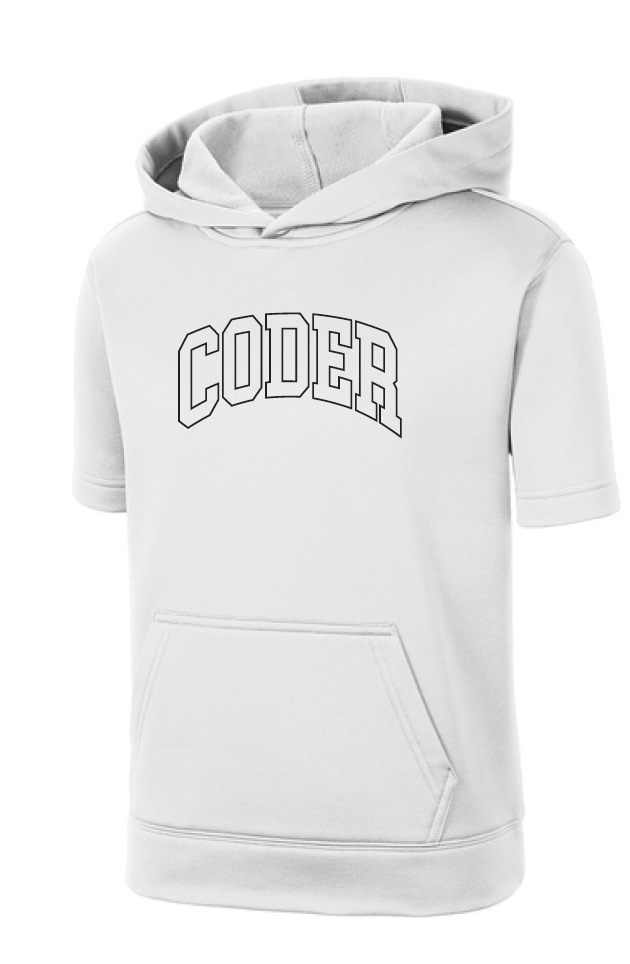 Coder Block Logo Moisture Management Short Sleeve Hoodie - optional logo (Coder/Bearcat)