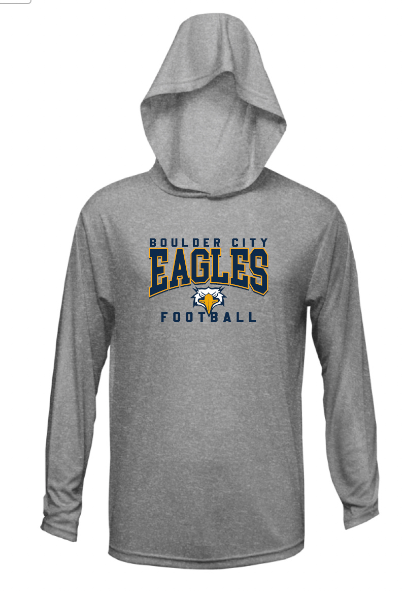 BCHS Football LS Hooded Tee with Eagles Logo