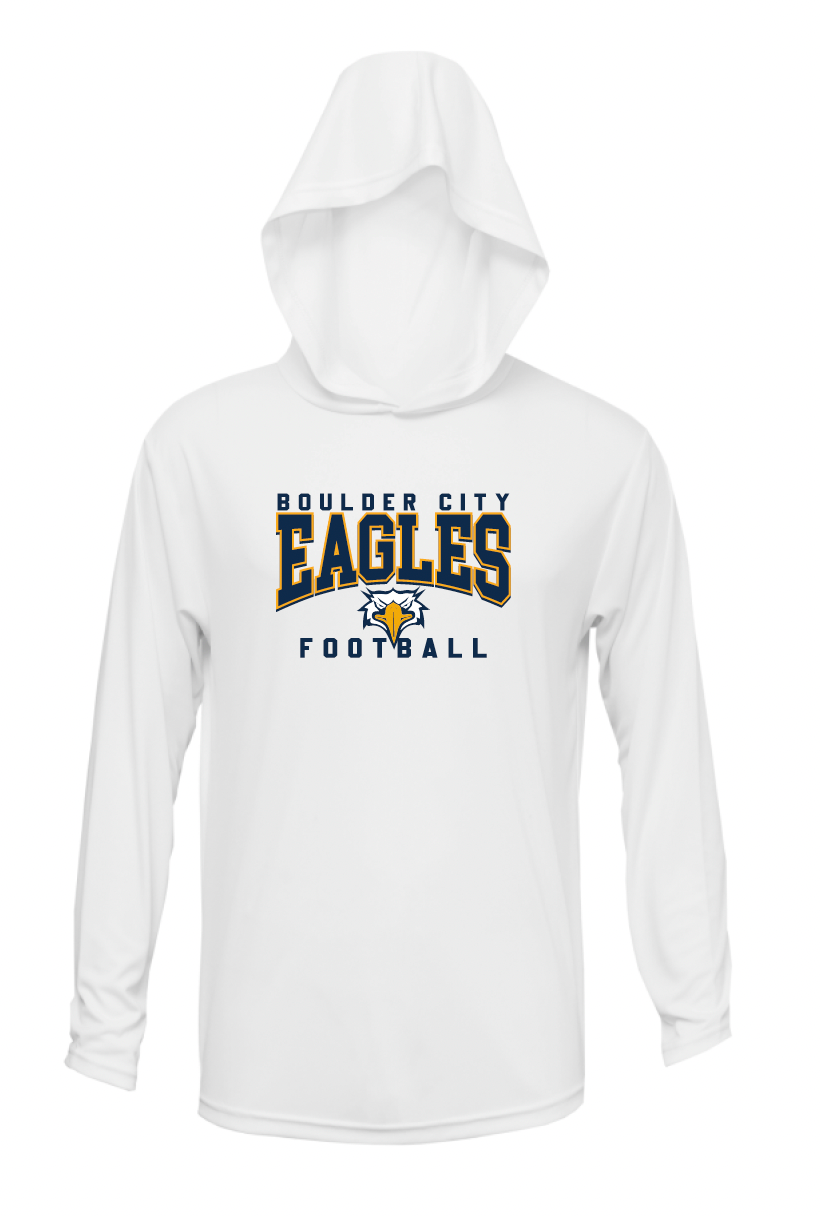 BCHS Football LS Hooded Tee with Eagles Logo