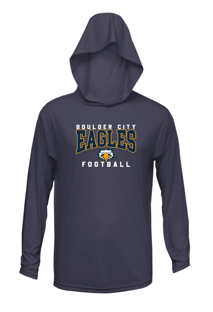 BCHS Football LS Hooded Tee with Eagles Logo