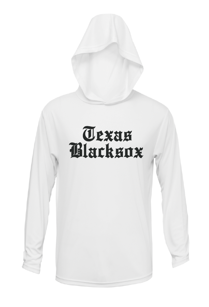 Texas Blacksox Long Sleeve Moisture Management Hooded Tees - Old English Logo