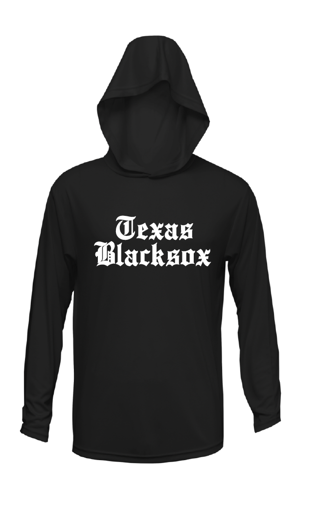 Texas Blacksox Long Sleeve Moisture Management Hooded Tees - Old English Logo