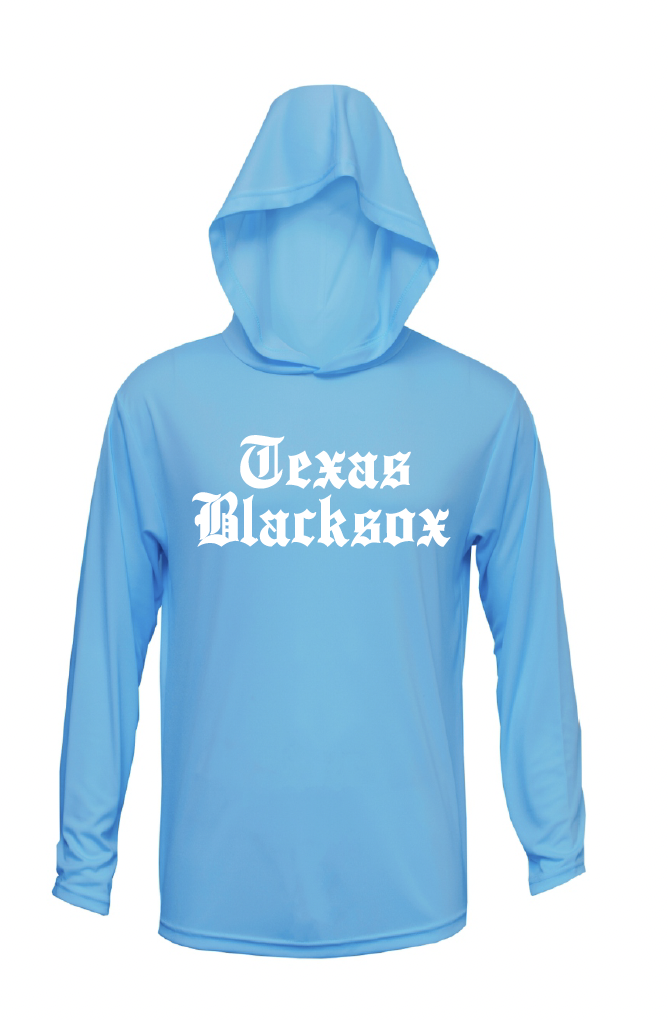 Texas Blacksox Long Sleeve Moisture Management Hooded Tees - Old English Logo