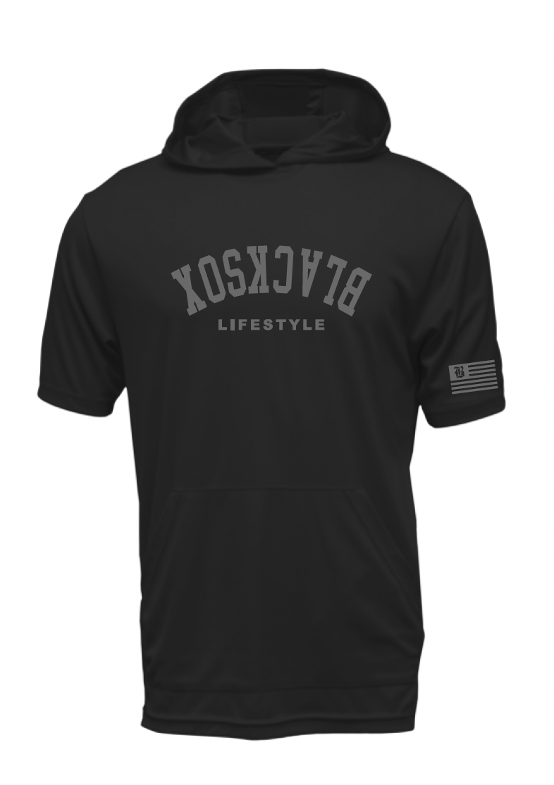 Texas Blacksox Short Sleeve Moisture Management Hooded Tees - Upside Down Logo