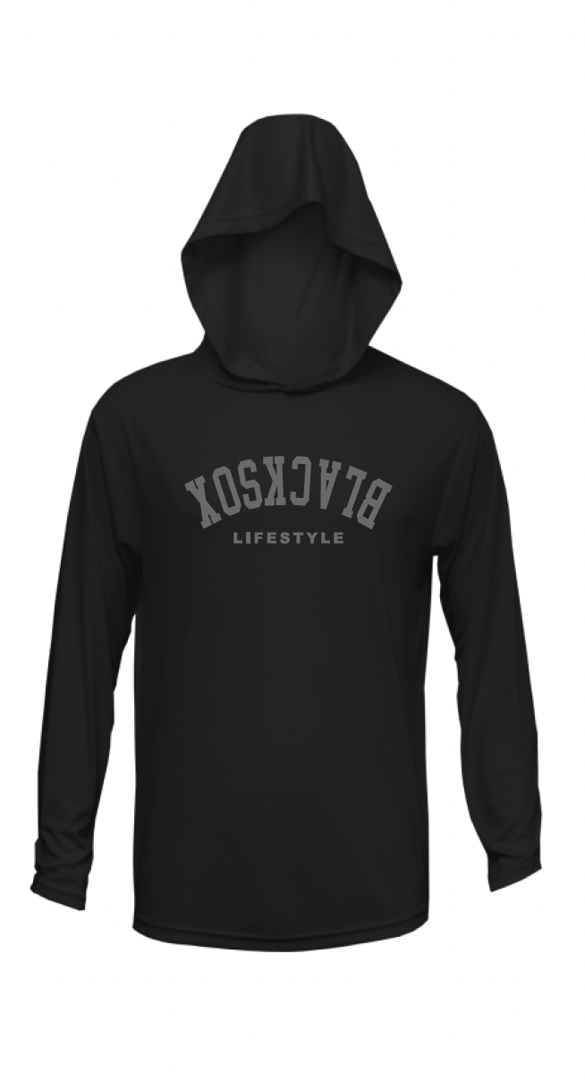 Texas Blacksox Long Sleeve Moisture Management Hooded Tees - Upside Down Logo