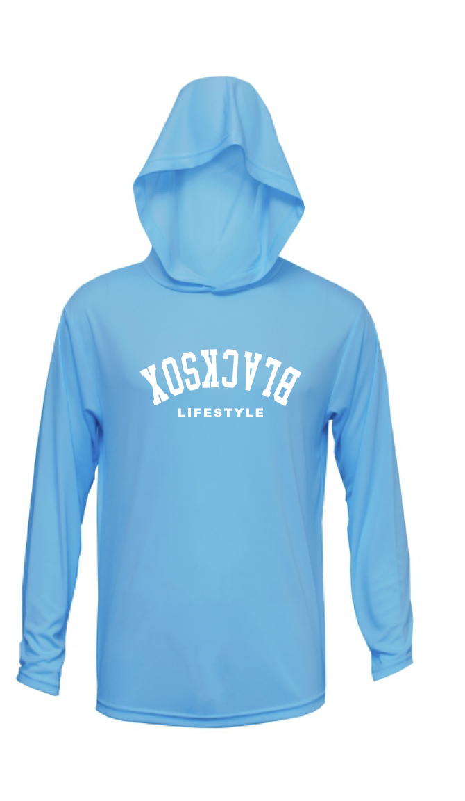 Texas Blacksox Long Sleeve Moisture Management Hooded Tees - Upside Down Logo