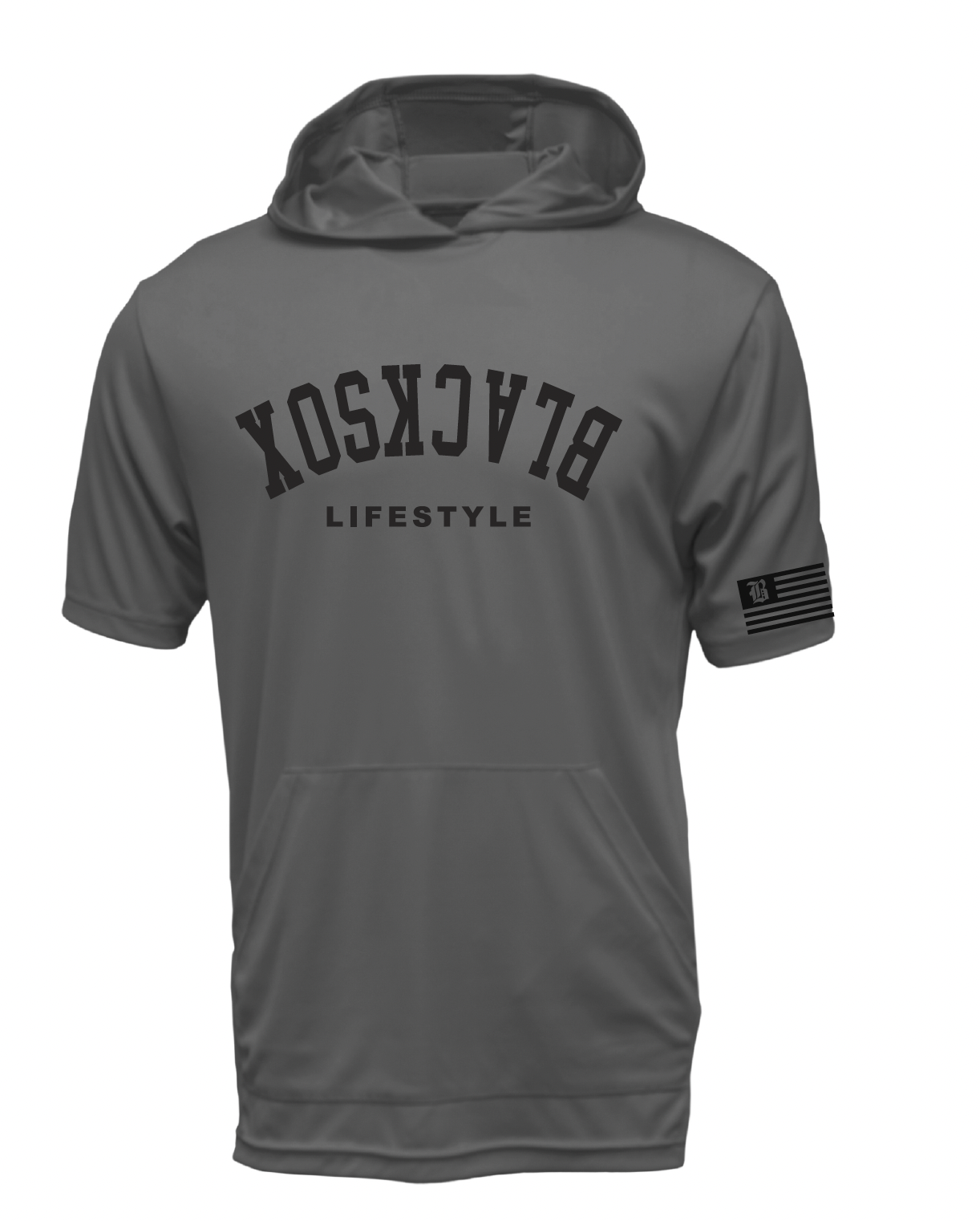 Texas Blacksox Short Sleeve Moisture Management Hooded Tees - Upside Down Logo