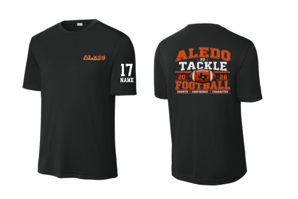 7u Mulkey Football Moisture Management Tee with Personalization on Sleeve