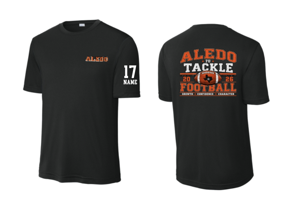7u Mulkey Football Moisture Management Tee with Personalization on Sleeve