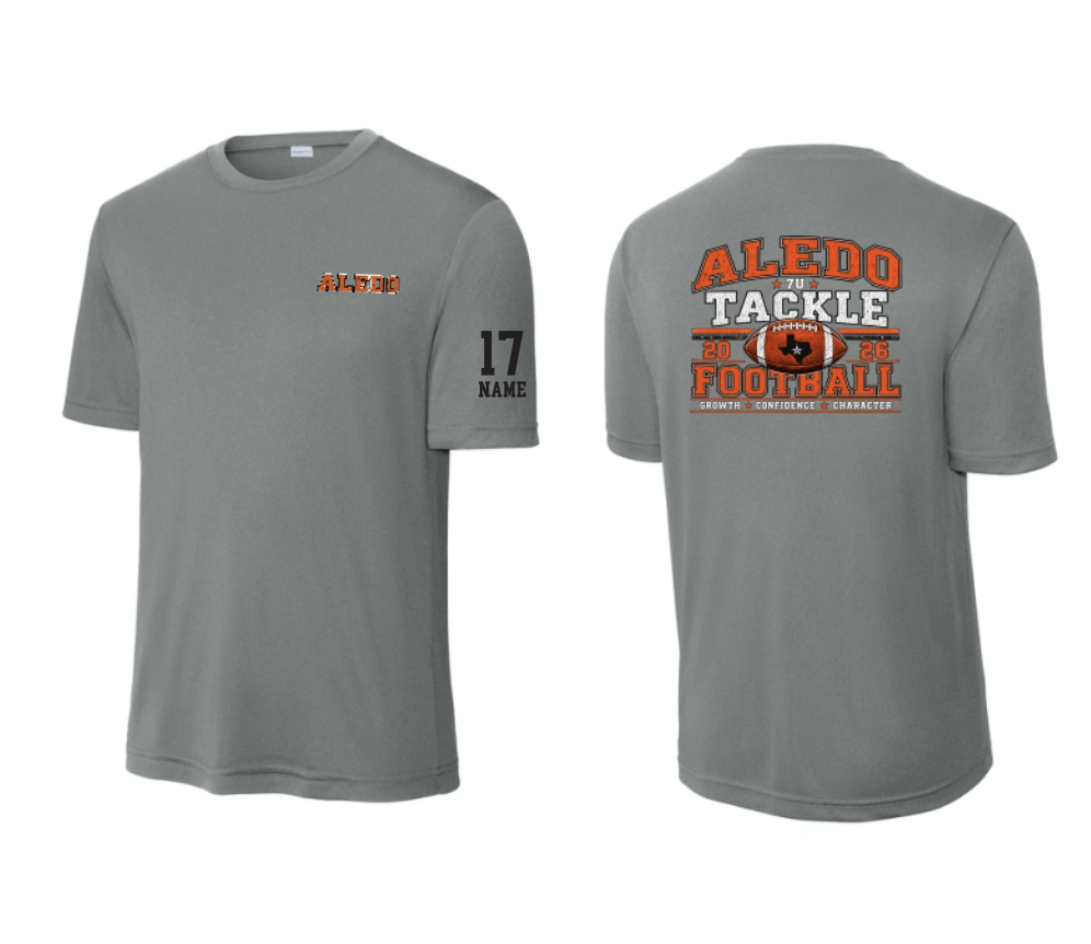 7u Mulkey Football Moisture Management Tee with Personalization on Sleeve