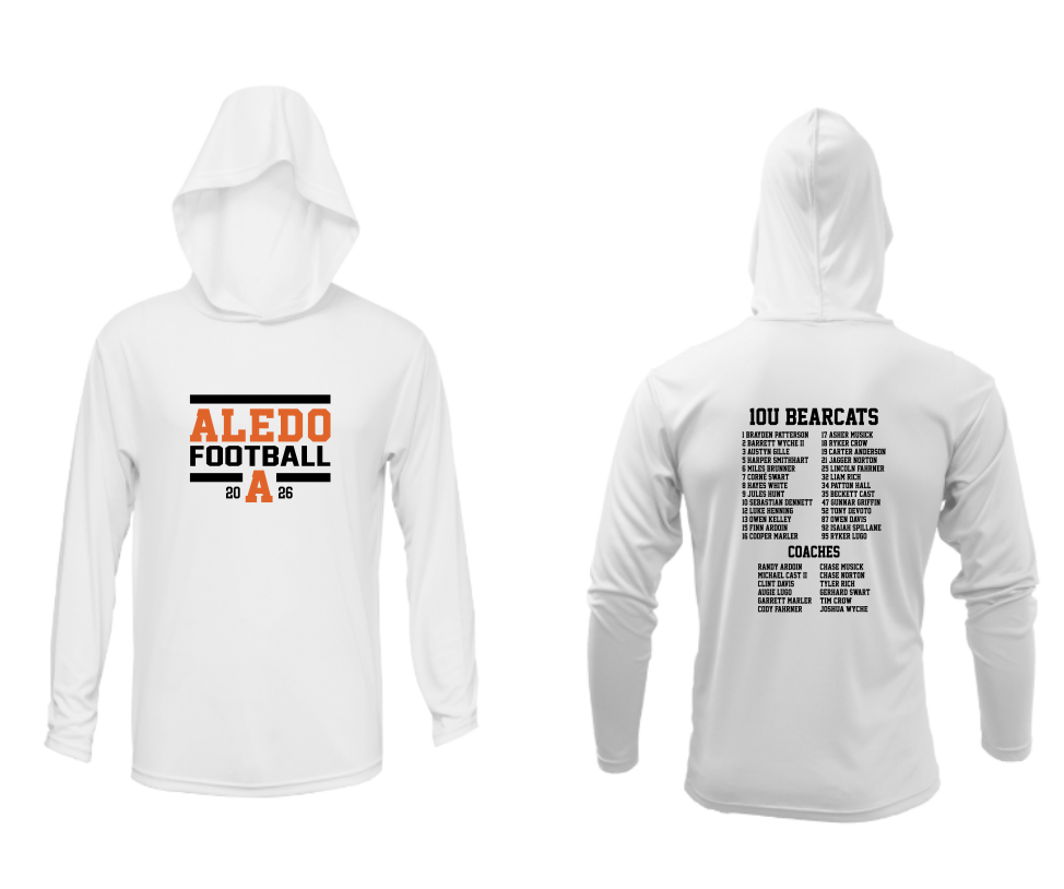 10u Wyche Football Long Sleeve Moisture Management Hooded Tees - Block Logo