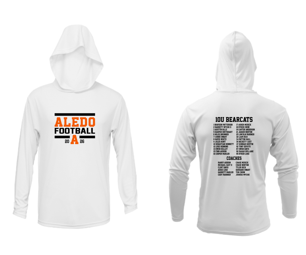 10u Wyche Football Long Sleeve Moisture Management Hooded Tees - Block Logo