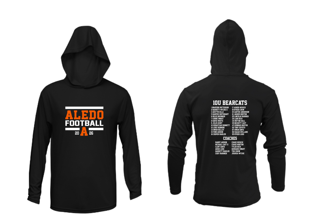 10u Wyche Football Long Sleeve Moisture Management Hooded Tees - Block Logo