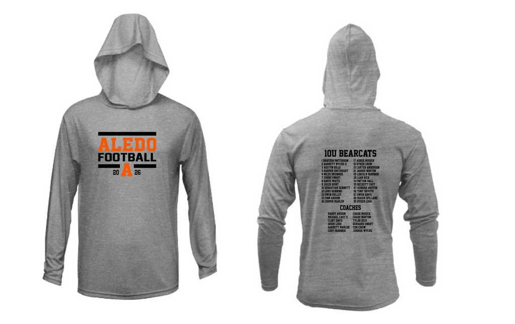 10u Wyche Football Long Sleeve Moisture Management Hooded Tees - Block Logo