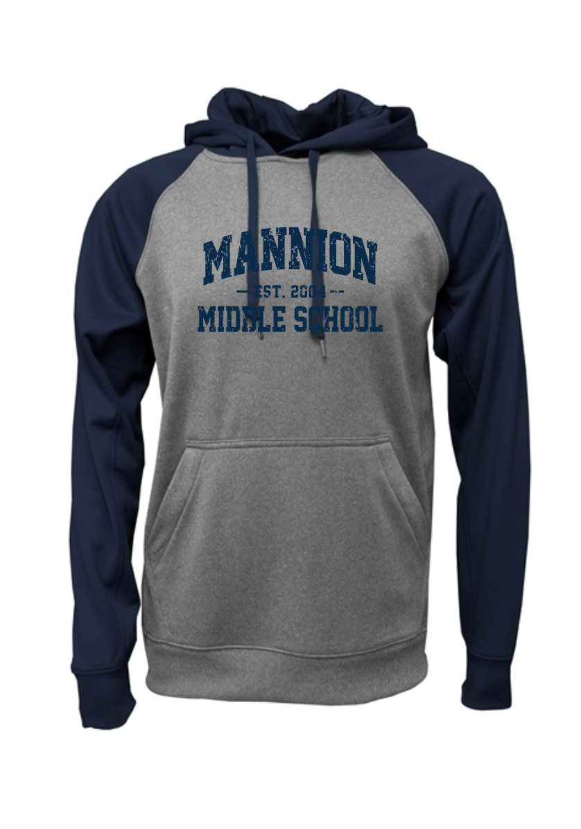 Mannion Middle School Colorblock Moisture Management Fleece Hoodie